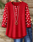 Cozy Red Henley Heart Top