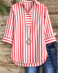 Sunset Stripe V-Neck Tunic Blouse