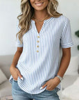 Coastal Breeze Stripe Henley Top
