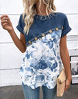 Denim Bloom Patchwork Top