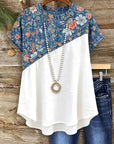 Denim Floral Contrast Top
