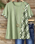 Sage Plaid Accent Top