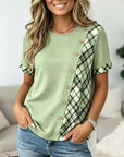 Sage Plaid Accent Top