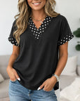 Midnight Dot V-Neck Top