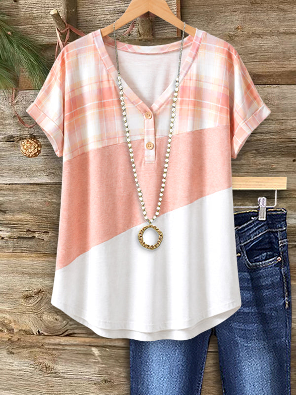 Sunset Plaid Colorblock Top