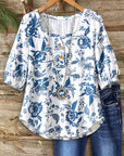 Blue Porcelain Peasant Blouse