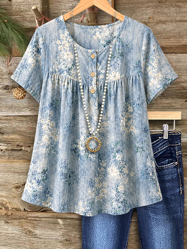 Blue Meadow Babydoll Top