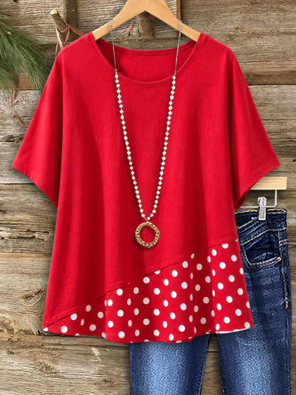 Cherry Dot Colorblock Top