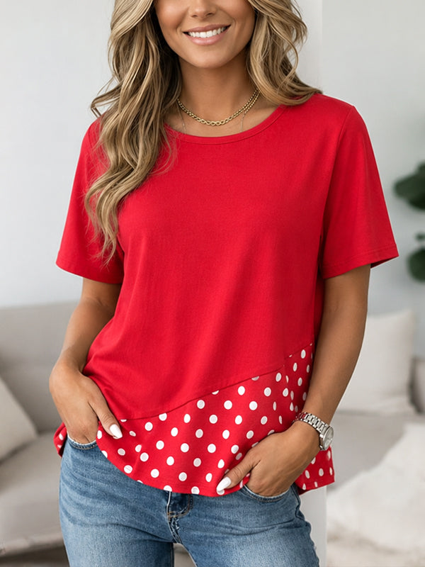 Cherry Dot Colorblock Top