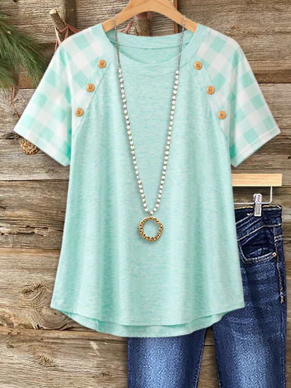 Mint Harbor Button Top