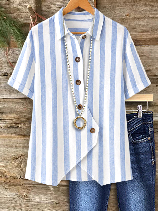 Coastal Breeze Striped Wrap Shirt