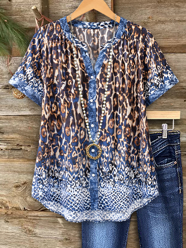 Wild Elegance Printed V-Neck Blouse