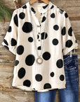 Uptown Polka Dot Henley Blouse