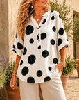 Uptown Polka Dot Henley Blouse