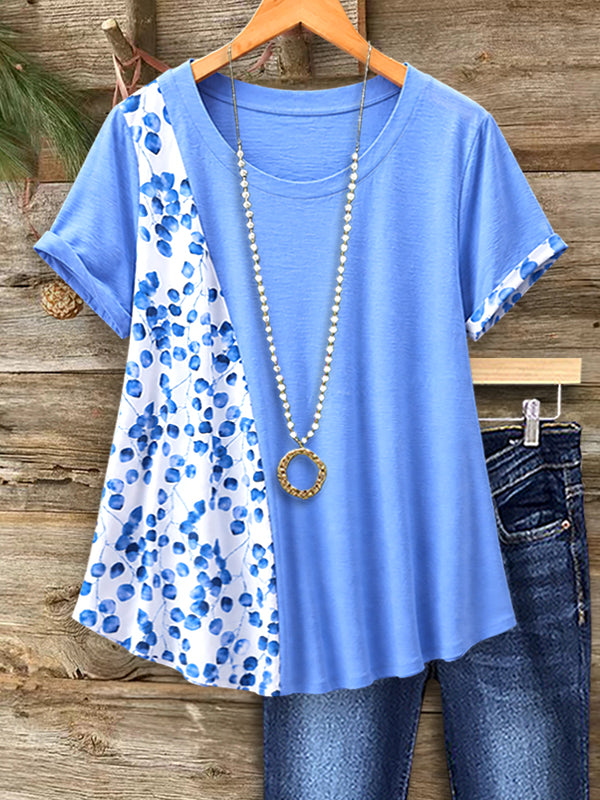 Blue Bloom Patchwork Top