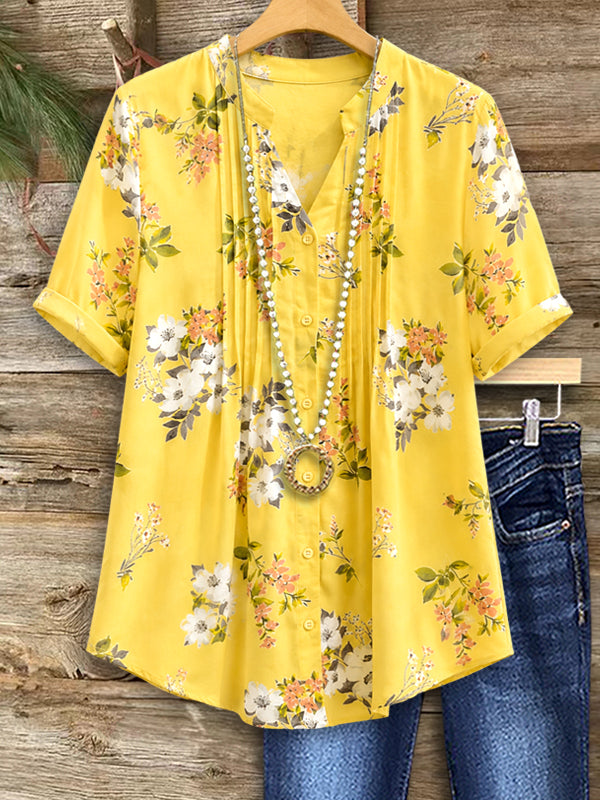 Golden Garden Pleated Blouse