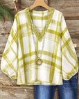 Meadow Breeze Plaid Puff Sleeve Top
