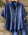 Harbor Stripe Satin Shirt
