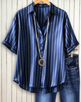 Harbor Stripe Satin Shirt