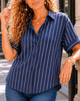 Harbor Stripe Satin Shirt