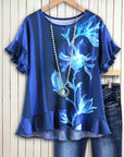 Midnight Bloom Ruffle Top