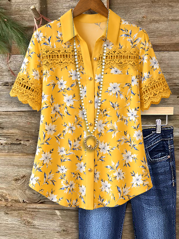 Golden Bloom Lace Shirt
