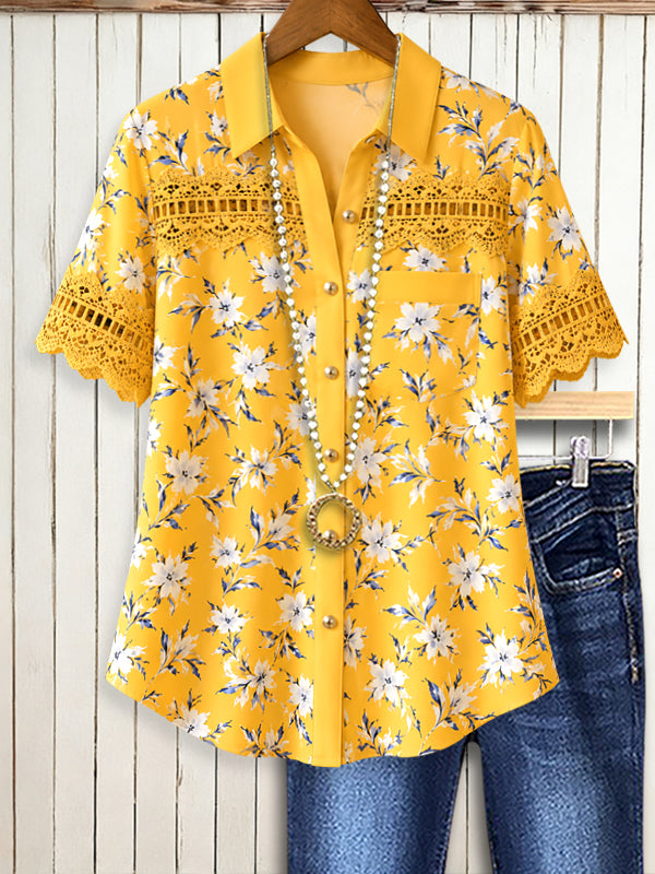 Golden Bloom Lace Shirt