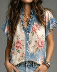 Vintage Rose Flutter Blouse