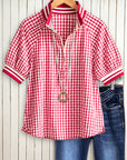 Americana Gingham Zip Polo