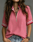 Americana Gingham Zip Polo
