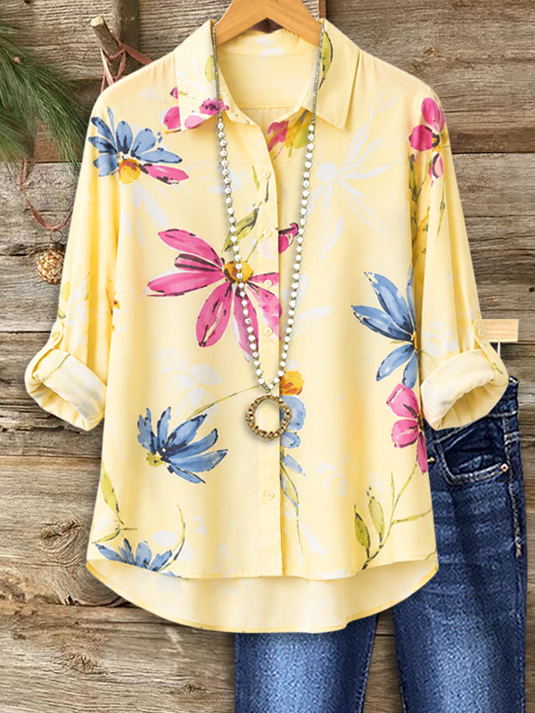 Sunny Garden Roll-Tab Shirt