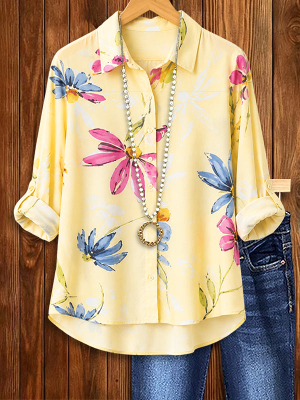 Sunny Garden Roll-Tab Shirt