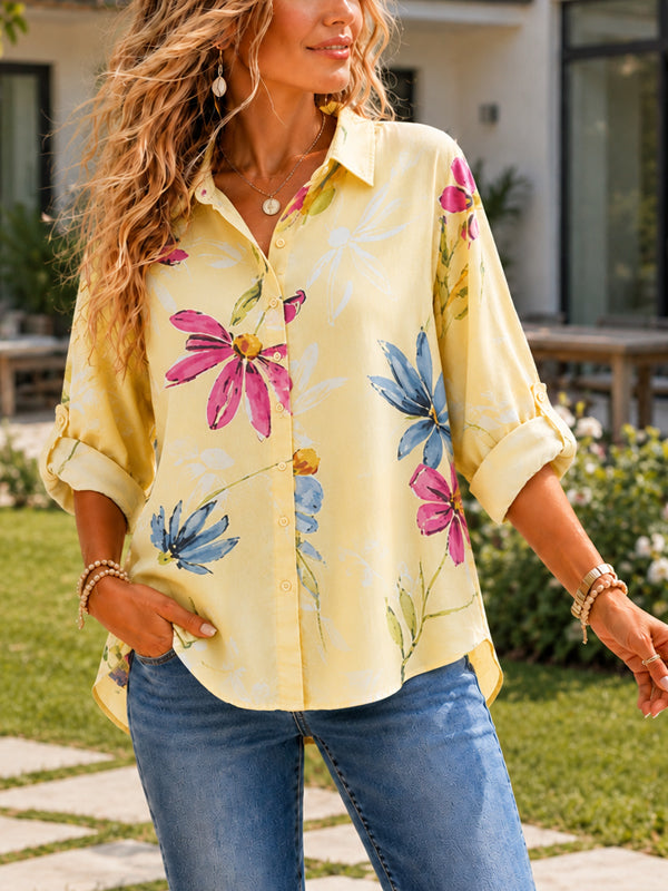 Sunny Garden Roll-Tab Shirt