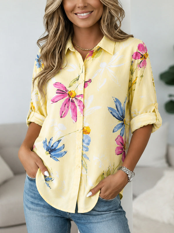 Sunny Garden Roll-Tab Shirt