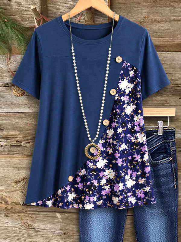 Midnight Blossom Patchwork Top