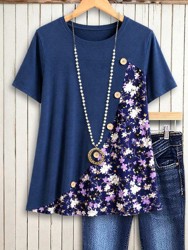 Midnight Blossom Patchwork Top
