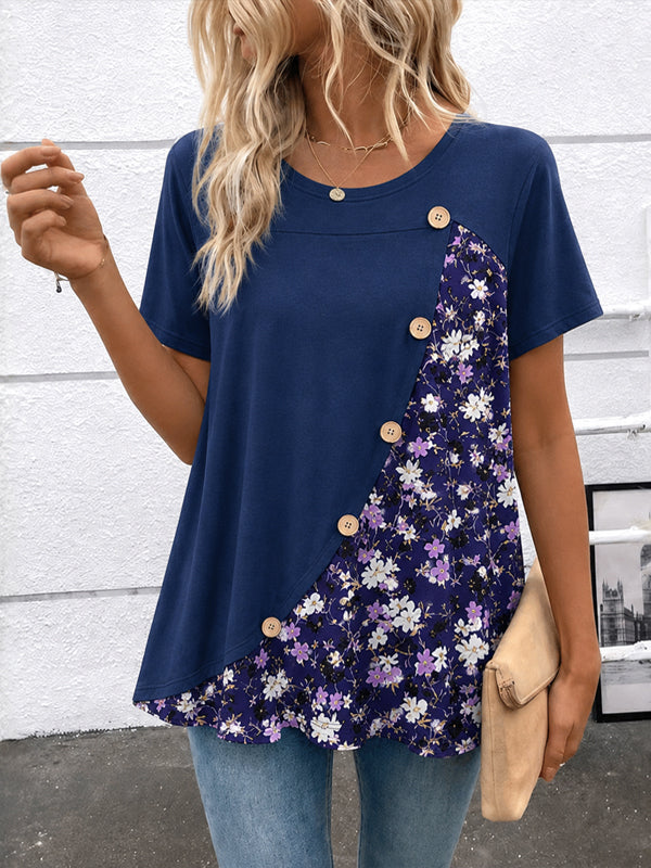 Midnight Blossom Patchwork Top