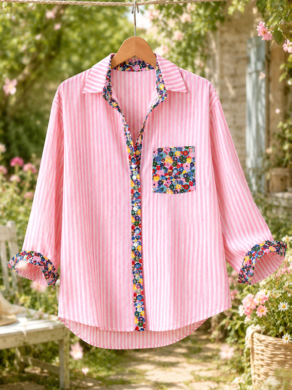 Pink Blossom Stripe Shirt