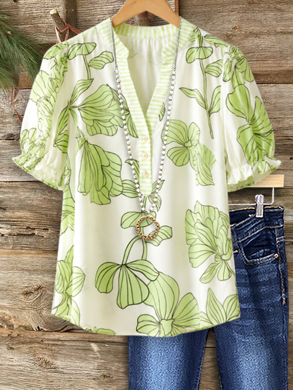 Sage Garden Puff Sleeve Blouse