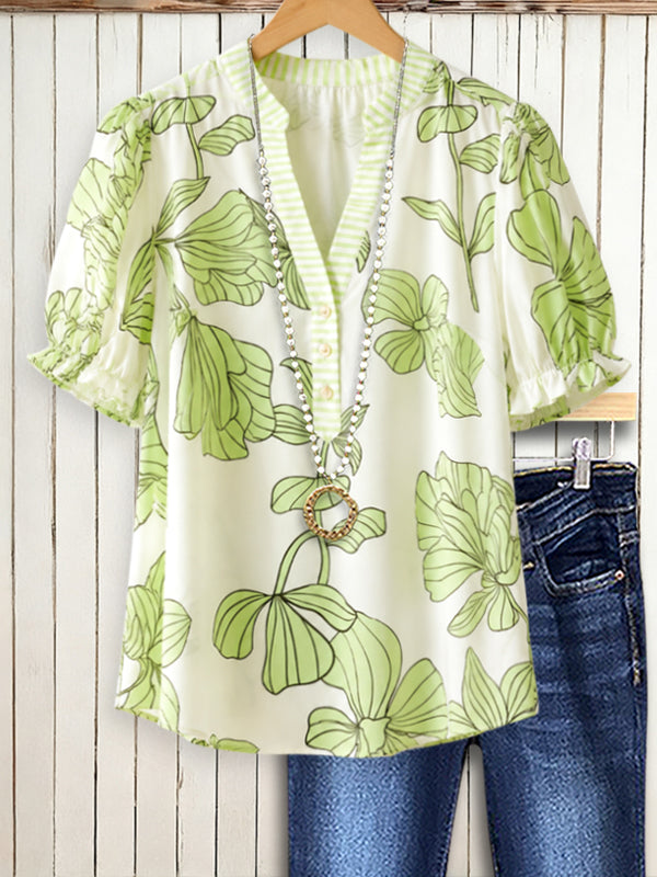 Sage Garden Puff Sleeve Blouse