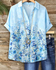 Bluebell Meadow Button-Up Blouse