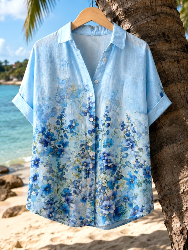 Bluebell Meadow Button-Up Blouse