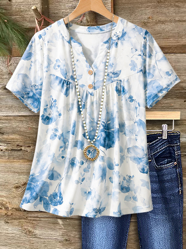 Bluebell Whisper Peasant Top