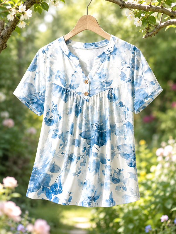 Bluebell Whisper Peasant Top