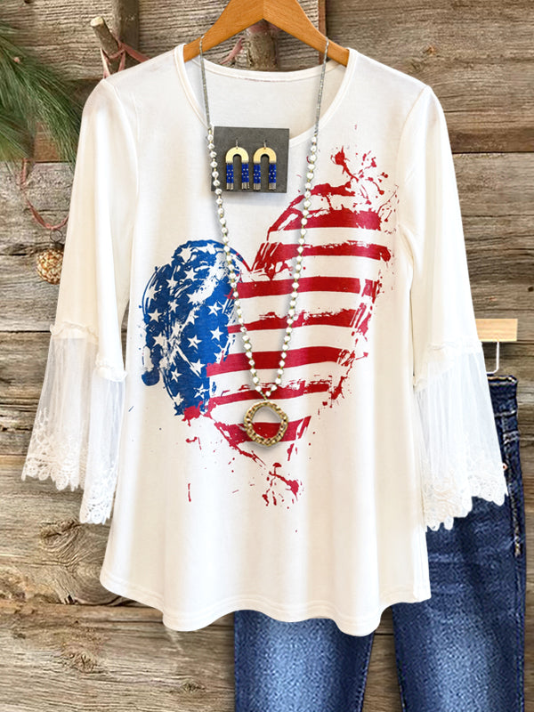 Liberty Heart Lace Sleeve Top