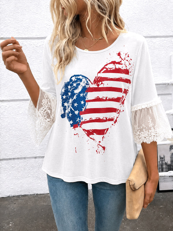 Liberty Heart Lace Sleeve Top
