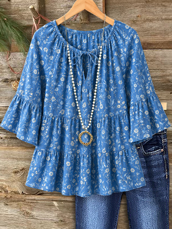 Coastal Daisy Tiered Blouse