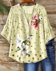 Garden Charm Dot Floral Blouse