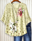 Garden Charm Dot Floral Blouse
