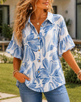 Ocean Blossom Ruffle Shirt